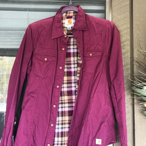 Carhartt Jackets & Blazers - Carhartt pink and plaid button jacket. Women’s :)
